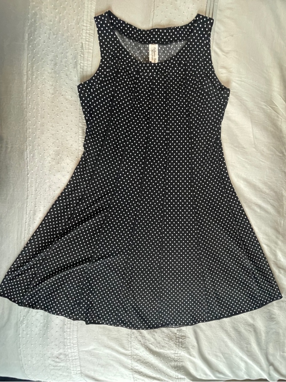 Perseption Petite Black & White Polka Dot Sleeveless Swing Dress size PL
